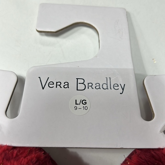 Vera Bradley shimmer fleece slippers, red/gold metallic Sherpa, memory foam 9/10 - Picture 4 of 5